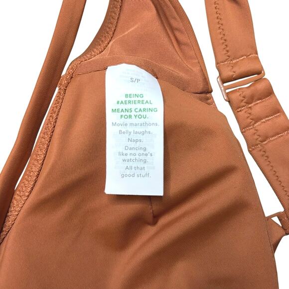 Aerie Eco Twist Scoop Bikini Top Small Jupiter Brown NWT Swim - Picture 4 of 6